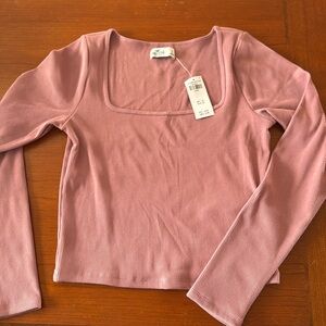 Hollister square neck ribbed cropped shirt new with tags size L